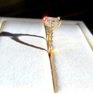 Solid 14k gold 2.5ct D VVS1 lab radiant diamond ring with side lab diamond